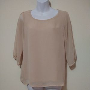 Cream Sheer Blouse with Transparent Sleeves